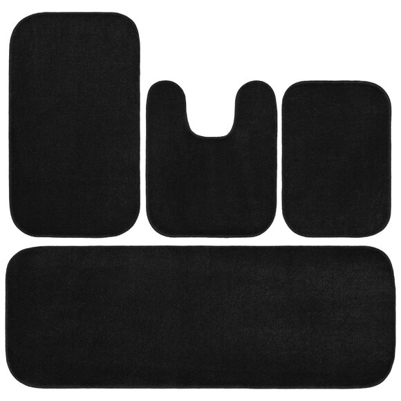 NWT Garland Rug Gramercy 4 Piece Washable Bathroom Rug Set Black Standard - Picture 1 of 10